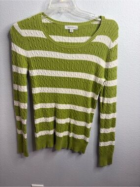 Mossimo Green/White Striped Sweater Size Large